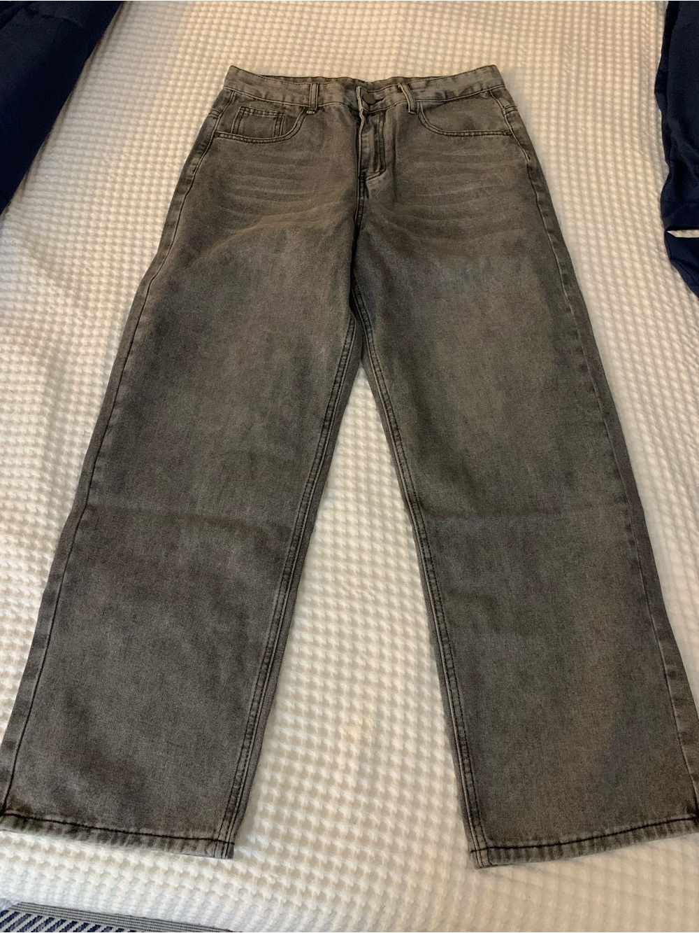 Relaxed Fit Men's Washed Gray Jeans Size Medium